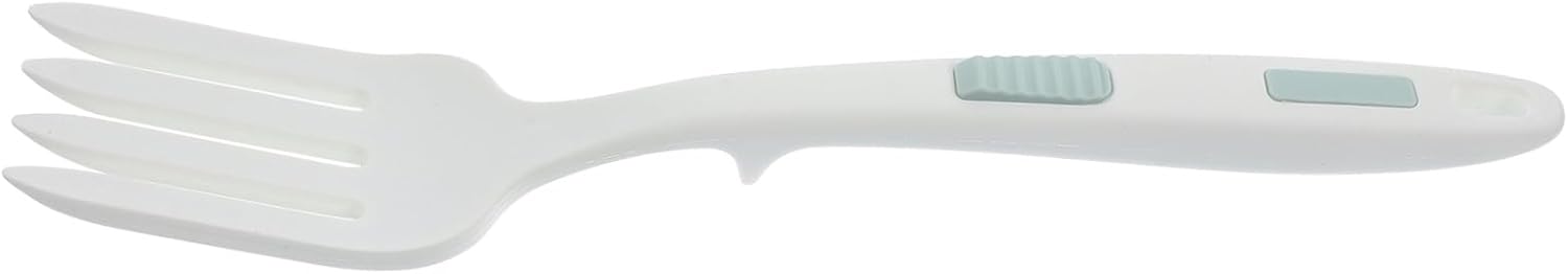 White Silicone Cooking Fork with Ergonomic Long Handle for Salad