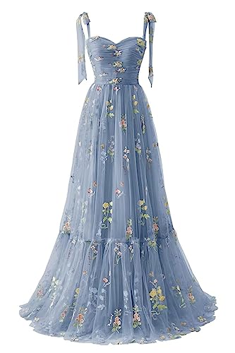 Robe De Bal Brodée Fleurs Corset Générique B-Dusty Blue 8