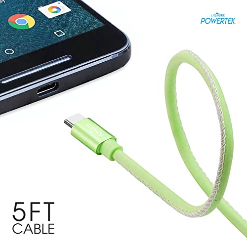 Liquipel Usb Type C Cable 5Ft, Usb A 2.0 To Usb-C Fast Charger Extra Long Durable, Glow Cables (Green) #TOP7
