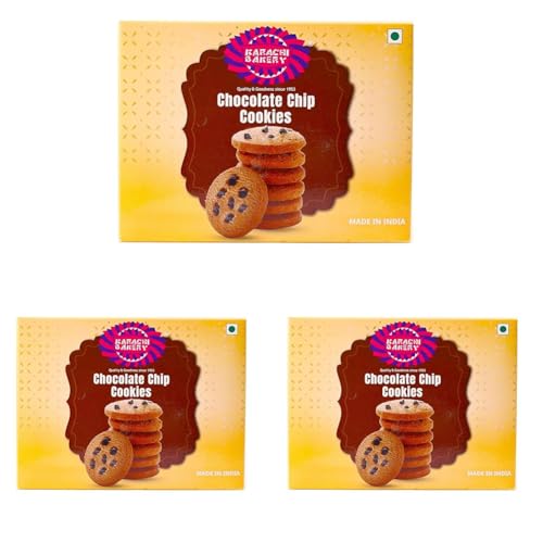 Image of Karachi Bakery Choco Chip Cookies 400gm | Tea Time Snack | Delicous Snack | Vegetarian (Pack of 3)