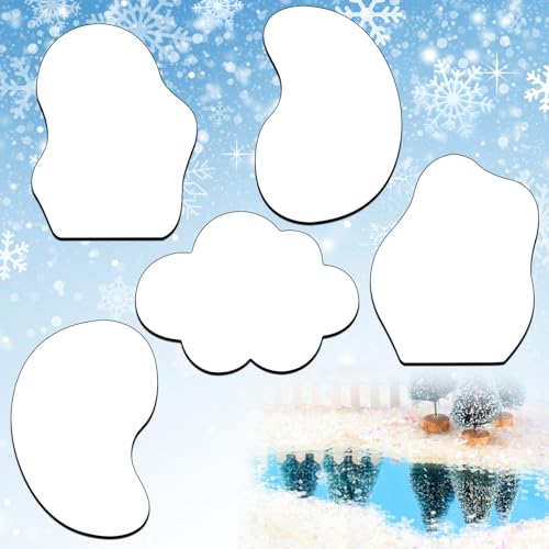 5 Pack Large Sized Christmas Village Mirror Lake Holiday Decoration,9.3 Inches Village Mirror Lake Landscaping Accessories Ice Pond Decoration Lake Mirror for Village Desktop Mantel Window Decorations