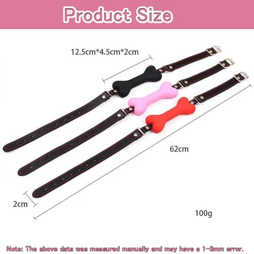 Image of Leather Restraints Ball Mouth Plug Silicone Bondage Ball Gag Dog Bone Mouth Gag Black Pet Bone Bite Ball Gag Bondage Silicone Restraint Slave SM Game for Lover Couple (D02)