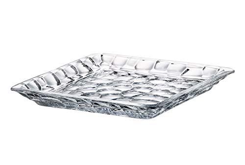 Glass - Serving PlateTray - Pebbled Textured Exterior - for Bread - Cake - Fruit - 10 Square - European Quality - Made by Barski