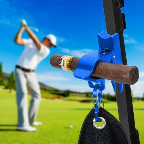 Magnetic Golf Cart Holder with Fork Design, Aluminum Alloy Magnetic Holder with Dual-Gate Carabiner, Easily Hold 30-80 Rings, Golf Cart Accessories, Ideal Golf Gifts for Men - Blue