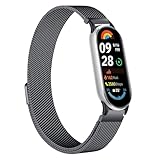 Gimuk Cinturino in metallo per Xiaomi Smart Band 10 / Xiaomi Smart Band 9 / Mi 8, regolabile, in maglia di acciaio inox, magnetico, cinturino di ricambio per orologio da polso per uomo e donna, Misura
