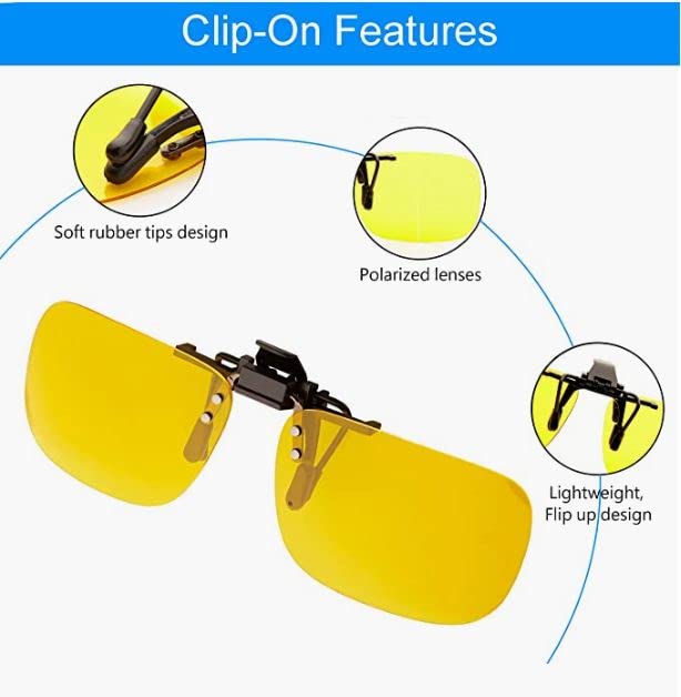 Image of POLARS DESIGN Clip On Flip Up Polarized Len Sunglasses Over Prescription Myopia Eyeglasses