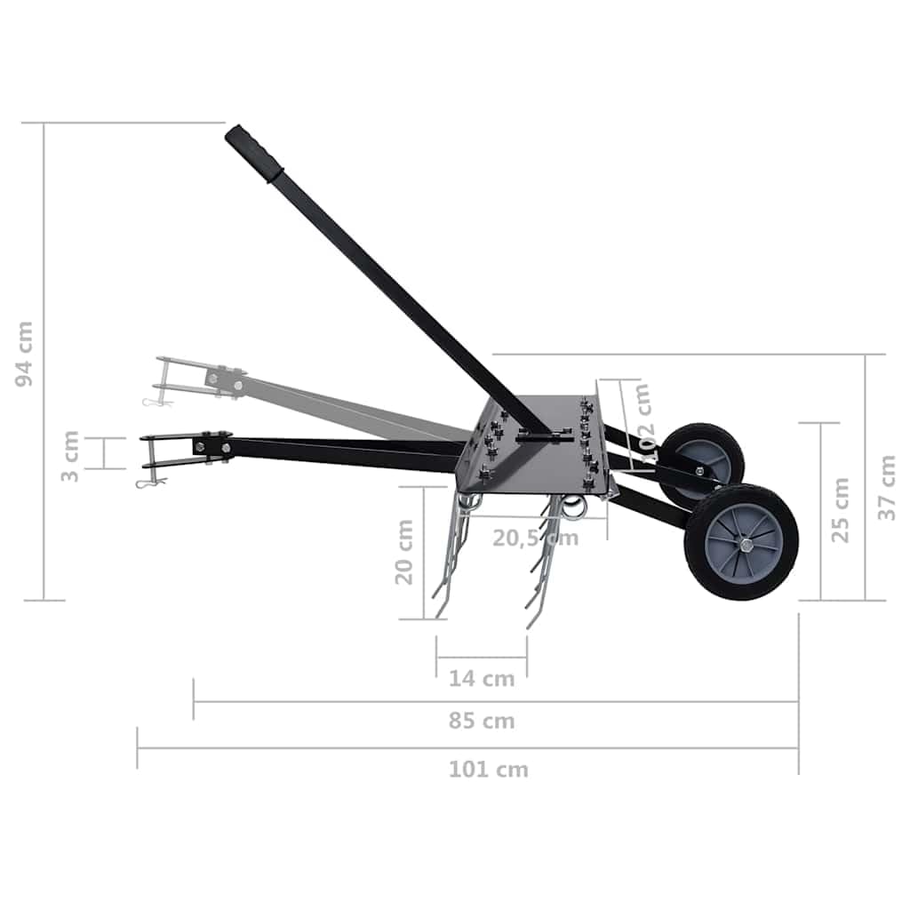 Vertikutierer für Aufsitzmäher 100 cm mit Stahlzinken, Arbeitsbreite 100 cm, für Rasenpflege, Moosentfernung, Belüftung, geeignet für Garten, Wiese, Grünflächen, kraftvoller Rasenlüfter