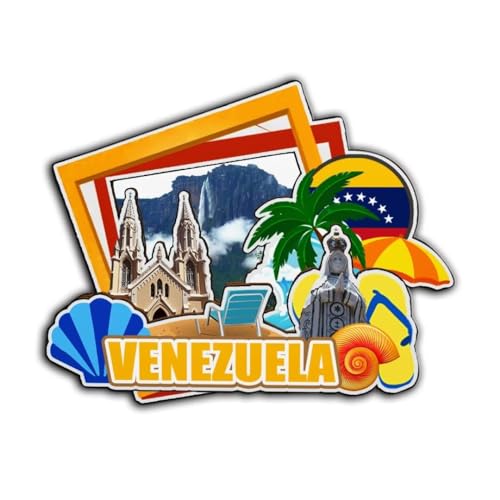 Imán de madera decorativo con relieve 3D Venezuela miniatura 1