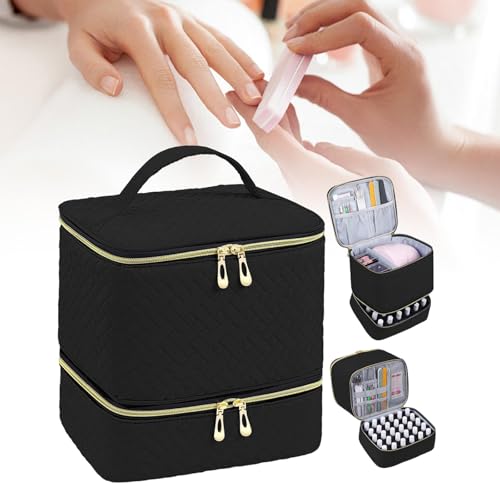 Milageto Organizador de esmalte para unhas, estojo de transporte, viagem, resistente, bolsa de supri