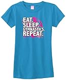 Threadrock Big Girls' Eat Sleep Gymnastics Repeat Fitted T-Shirt