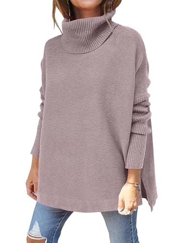 ANRABESS Womens Turtleneck Oversized Sweaters Fall Outfits,Almond,M - image 1