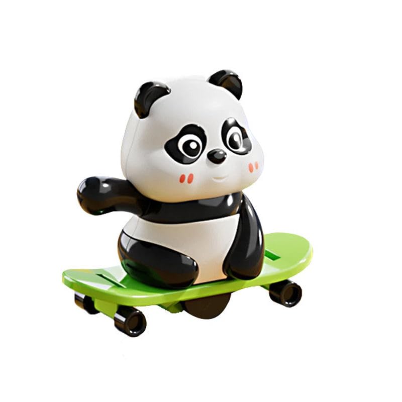 Image of SHAKTISM Panda Activity Toy for Kids - Skateboard Rider, Hula Hoop Spinner & Exercise Bar Toy - Cute Interactive Toddler Toys, Panda Figures, Gift for Boys & Girls Ages 3+ (Panda Skateboard Toy)