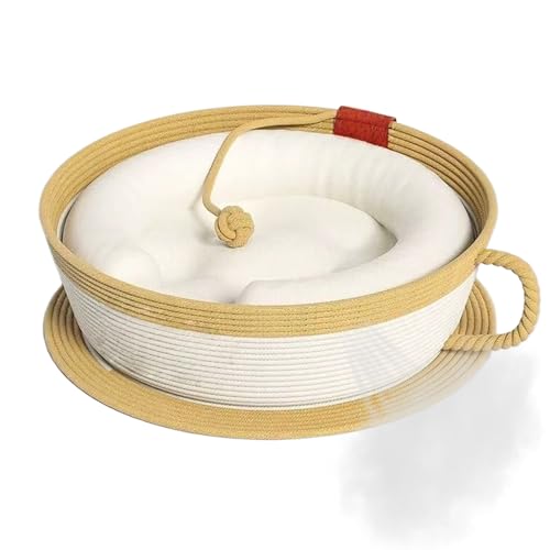 Mppchhn Cuccia per Gatti,Tiragraffi a Forma di da Caffè con Cesto - Lettino per Gatti da Interno con Casetta,per Scrivania Comodino Finestra Auto Divano Tavola Casa