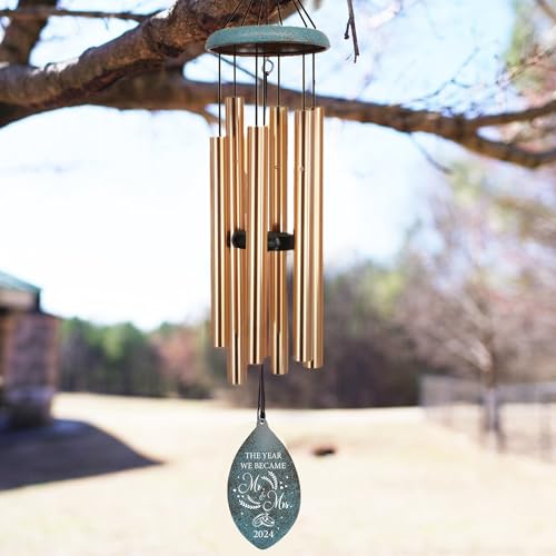 Image of ASTARIN Wedding Gifts Wind Chime, Personalized Names & Date Wind Chimes Gifts for Couple 2026, Wedding Gift for Newlywed Bride Groom Husband Wife, Valentine's Day Anniversary