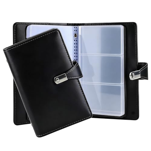 Image of Climberty Business Cards Holder 150 Pockets PU Leather Cover Travel Business Card Holder Fit for 3.5x2.3 in Cards Semi Transparent Pockets Versatile for Credit and ID Card