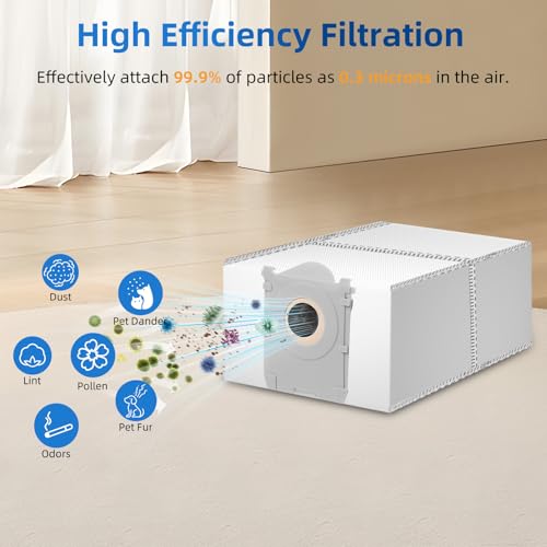 Image of 10 Pack Dust Bags Replacement for ECOVACS DEEBOT X8 PRO OMNI /X9 PRO OMNI /X12 PRO OMNI /T50 Pro OMNI /T80 OMNI /T90 OMNI Vacuum Robot, 4L Activated Carbon Bags Replacement Vacuum Station Accessories