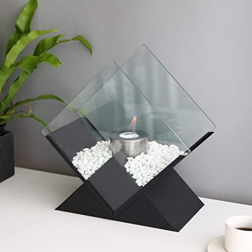 JHY DESIGN Diamond Tabletop Fire Bowl Pot 37cm Tall Portable Tabletop FireplaceClean-Burning Bio Ethanol Ventless Fireplace for Indoor Outdoor Patio Parties Events