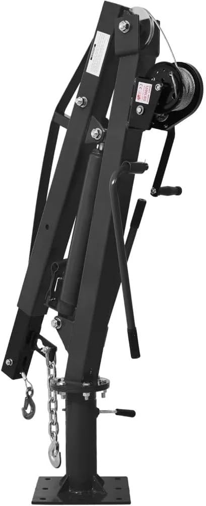 Lifting Tool 2000 Lbs Folding Truck Crane with Hydraulic Winch, Heavy Duty Pickup Truck Bed Engine Hoist Jib Crane Mounted Crane Electric Hoists,Black