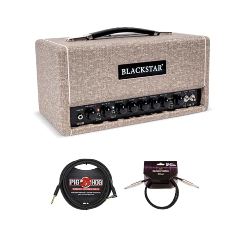 Blackstar St. James 50W Amp Head with EL34 Tubes (Fawn) Bundle with 3-Feet Speaker Cable and 10-Feet Right Angle Guitar Cable (Black) (3 Items)
