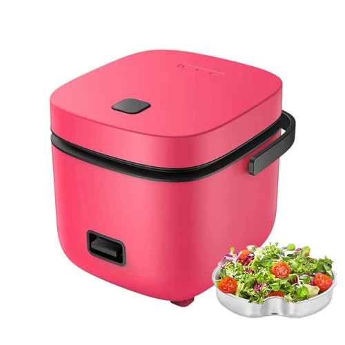 Rice Cooker And Steamer for 1, Mini Rice Cooker Cookworks Mini Ricecooker Small 1.2 L, Measuring Cup And Spatula,Red