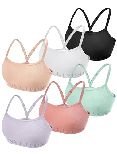 Livona 6-Pack Seamless Bralette Set - Soft Training Bras & Sports Bras for Teens, Comfortable Wire-Free Bras for Girls