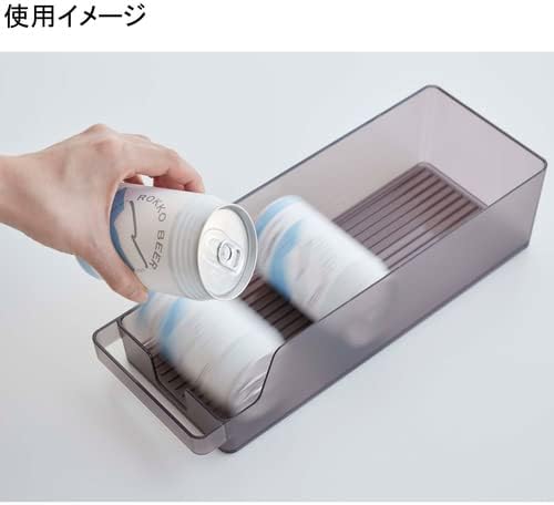 Yamazaki 5767 Refrigerator Can Stocker, Black, Approx. W 14.8 x D 5.5 x H 3.2 inches (37.5 x 14 x 8.2 cm), Tower Tower Refrigerator Storage, Can Be Used Without Waste Back