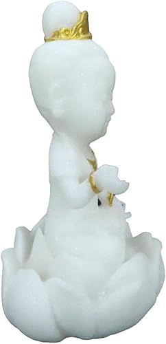 Miniatura 4 de Ebros Gift Pequeño Feng Shui Arte Cultural Amuleto de la Fortuna Figura de Buda Blanco y Oro Bodhisattva Hotei Mini Budas Talismán Escultura