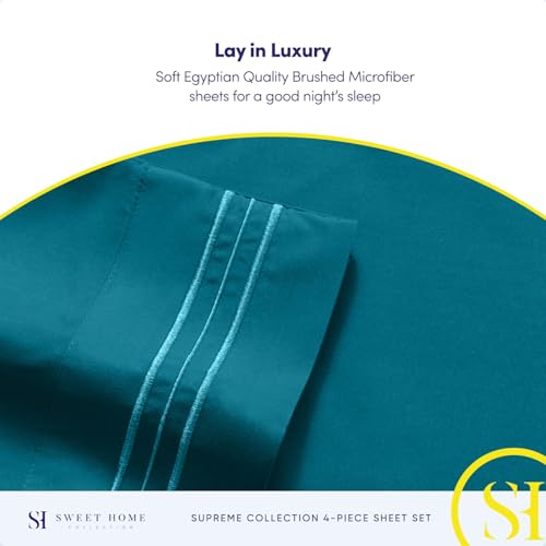 Twin Sheets - Breathable Luxury Sheets with Full Elastic & Secure Corner Straps Built In - 1800 Supreme Collection Extra Soft Deep Pocket Bedding Set, Sheet Set, EXTRA DEEP pocket - Twin, Teal