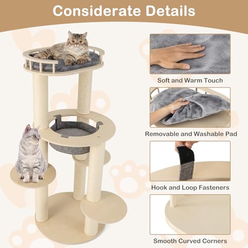 Tangkula Wood Cat Tree 59 pulgadas para gatos miniatura 6