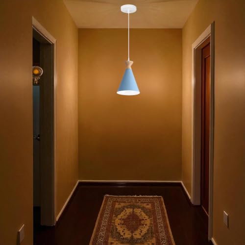 Image of Blue Hanging Light for Home, Aluminium Pendant Light Ceiling Lamp with Modern Hanging Lamp for Bulb Not Included, Pack of 2