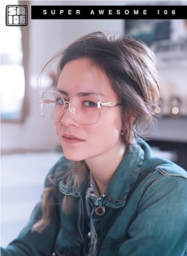 SA106 Womens Oversize Butterfly Clear Lens Metal Rim Ironic Granny Eye Glasses2