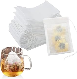 Newaner 200 sztuk papierowych filtrów do herbaty sypkiej, 7 x 9 cm, jednorazowe torebki do herbaty ze sznurkiem, filtry, torebki na zapachy, przyprawy, wanilię, lawendę, kawę, 200 sztuk