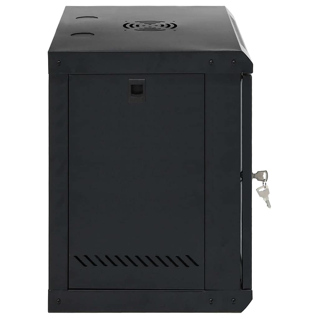 Armadio di rete da parete, 53 x 45 x 60 cm, armadio server in acciaio con porta in vetro di sicurezza, armadietto dati per ufficio e infrastrutture IT, distributore a parete chiudibile a chiave, nero