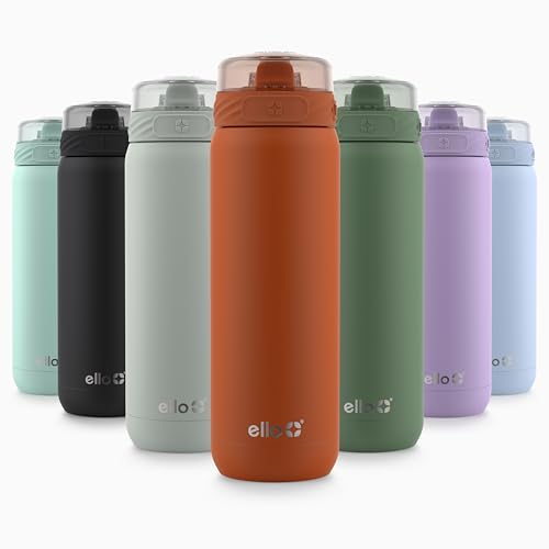 Image of Ello Cooper 22oz Stainless Steel Water Bottle Vacuum Insulated with Straw and Carry Handle, Leak Proof Locking Lid with Soft Silicone Spout, Fits Car Cupholder, Dishwasher Safe, Bonfire
