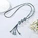 Xalroco Boho Long Chic Tassel Pendant Necklace for Women Big Crystal Ball Pendant Y Necklace Hand Knotted Beaded Strands Fashion Lariat Jewelry Sweater Chain Jewelry Gift