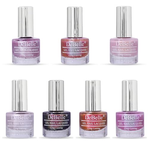 Image of DeBelle Metallic Finish Nail Polish Combo Set of 7 Mermaid Collection Long Lasting 21 Free Formula 8ml Each