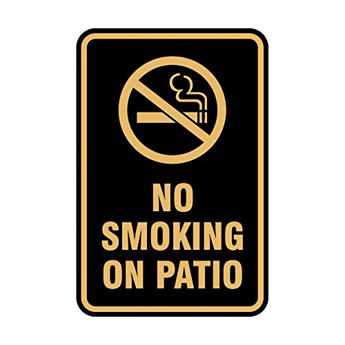 Panneau de terrasse rond Signs ByLITA noir et doré en taille M pour signalisation extérieure