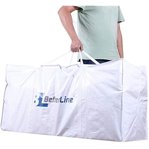 Extra Large Storage Bag - Heavy Duty 114 x 55 x 40 Centimeters Huge Tote with Max Load of 100 lbs. (45kg) - Tear-resistant & Water-resistant Polypropylene Woven Cloth, With Zippers Cover