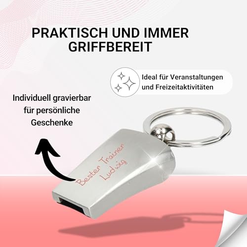 Uakeii Personalisierte Trillerpfeife - Weihnachtsgeschenke für Trainer, Fußballtrainer, Hundebesitzer & Bademeister - silberne Schiedsrichterpfeife mit Gravur