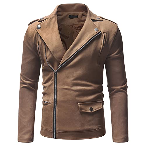 Veste en cuir à col roulé asymétrique coupe ajustée