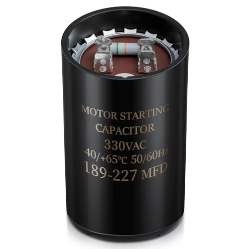 Motor Start Capacitor 189-227 uF/MFD 330VAC 50/60 Hz Round Start Capacitor Replacement Part for AC Motors Starting or Pool Pump or Well Pump