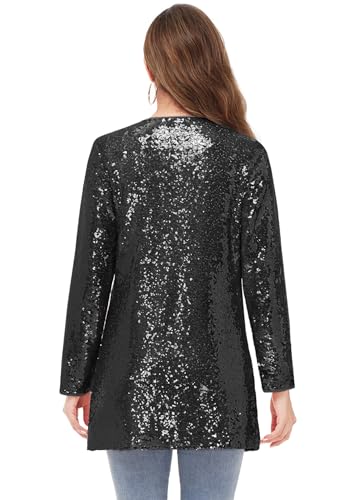 Anna-Kaci Women's Open Front Sequin Coat Las Vegas Blazer Party Club Cocktail Jacket Outerwear2
