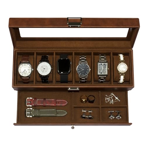 6-Compartment Watch Box with Drawer