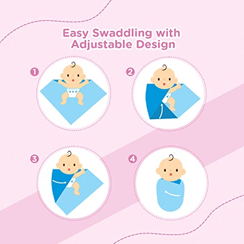 Image of Mee Mee 100% Soft Cotton Hooded Baby Wrapper Cum Warmer, Blanket with Hood for New Born Baby 0 to 6 Months (Hood-Pink)