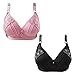 Produktbild 2er Pack Elastischer Atmungsaktiver BH Damen ohne Bügel Spitze Bralette V-Ausschnitt Push Up BH Sport Büstenhalter Yoga Fitness Training Bras Push Up Bralette Lauf Joggen Dessous Top
