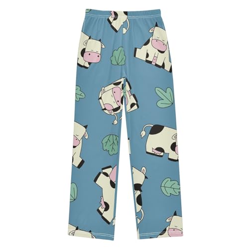 Cow Bushes Boys Pants Boys Athletic Pants Long Pant for Boywith Pockets Wide-Leg Size 6-14Y