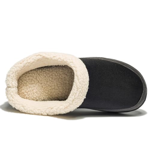 Image of NewDenBer Men's Warm Memory Foam Slippers Suede Plush Fleece Lined Slip on Indoor Outdoor Clog House Shoes