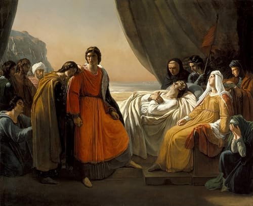 Tableau la Mort de saint Louis d'Ary Scheffer poster décoration chambre et impressions d'art mural