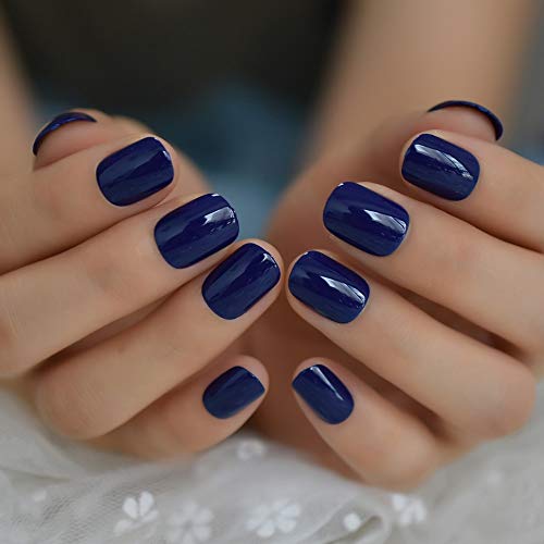 Coolnail Pure Solid Royal Blue False Nail 24Pcs/Kit Squoval Fake Nails Press On Bright Uv Gels Full Cover Candy Color Nail Art Tip #TOP3