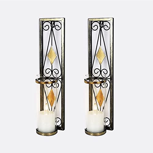 Stylish Wall Sconces Candle Holder Set Of 2 - Metal Acrylic Wall Decorations With Unique Art Design For Home, Office, Living, Room, Bathroom, Dining Room, Weeding And Christmas #TOP2